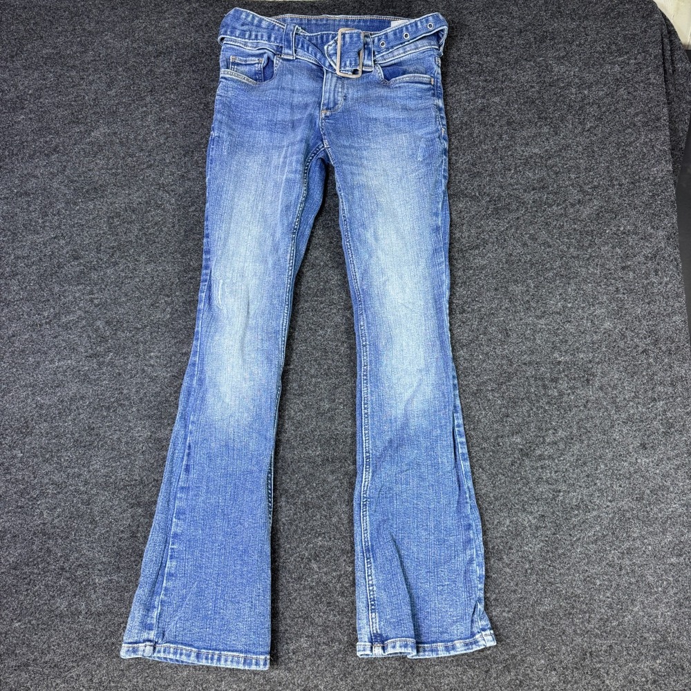 H&M Bootcut Leg Jeans Girls 16 Blue Denim Cotton Medium Wash Low Waist 5-Pockets
